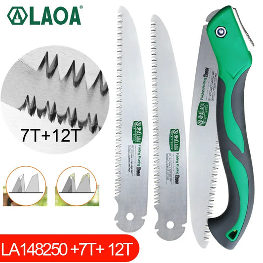 LAOA Portable Folding Saw 7T / 12t Handsaw 250mm Pruning Scissors Serra Gardening Tools Hunting Tools